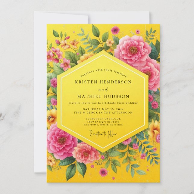 Invitación Canary Magenta Bold Wedding (Anverso)