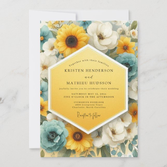 Invitación Canary Slate Luminous Bloom Wedding (Anverso)