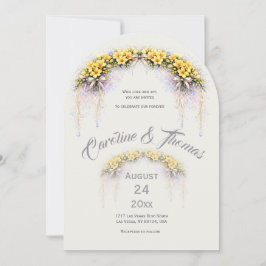 Invitación Canary Yellow Romantic Freesia  Floral Wedding