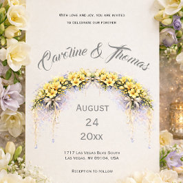 Invitación Canary Yellow Romantic Freesia  Floral Wedding