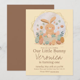 Invitación Canasta de Pascua de conejito de acuarela Cumpleañ