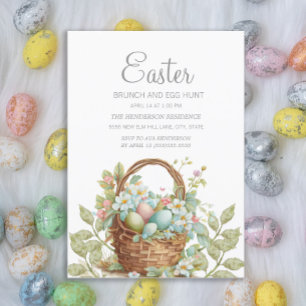 Invitación Canasta de Pascua elegante Desayuno Búsqueda de Hu