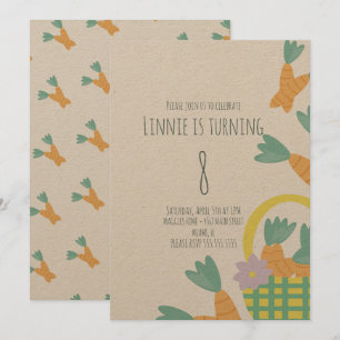 Invitación Canasta de Pascua Llena de Zanahorias Cumpleaños K
