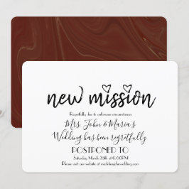 Invitación Cancelación de boda Burgandy Marble New Mission co
