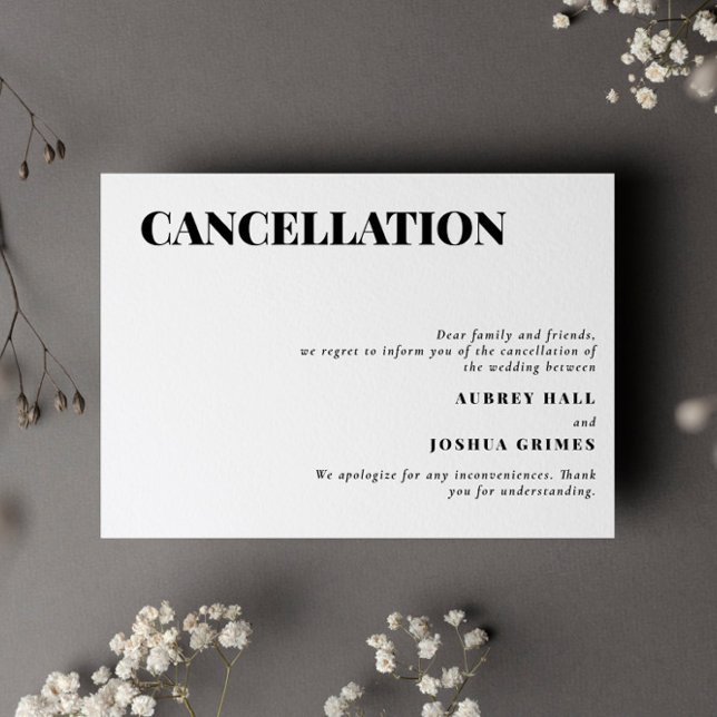 Invitación Cancelación de Boda Minimalista (Subido por el creador)