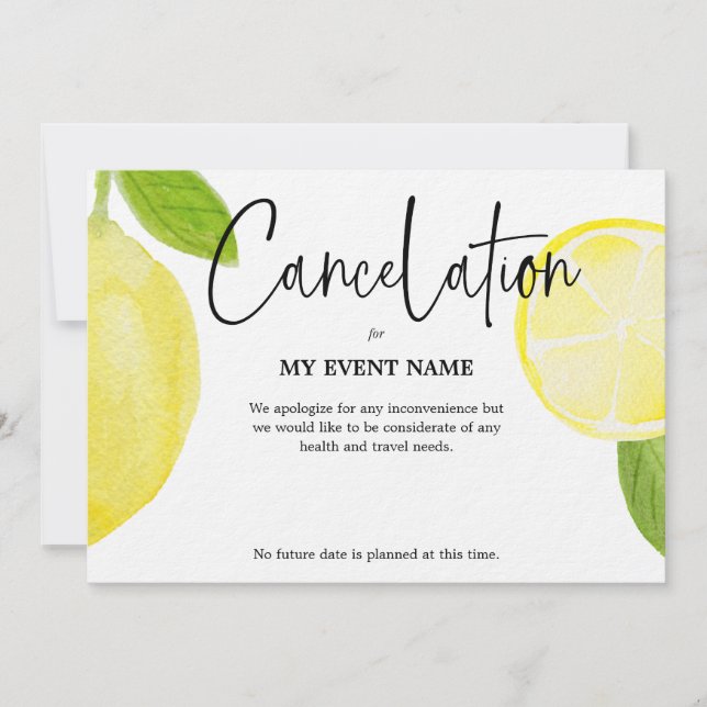 Invitación Cancelación de evento debido a COVID-19 (Anverso)