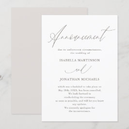 Invitación Cancelación del Boda de caligrafía neutra de moda