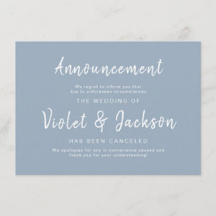 Invitación Cancelación del boda de guiones minimalistas Dusty