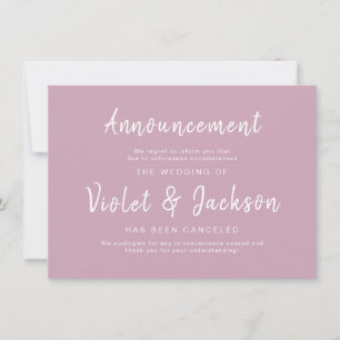 Invitación Cancelación del boda de guiones minimalistas y ros