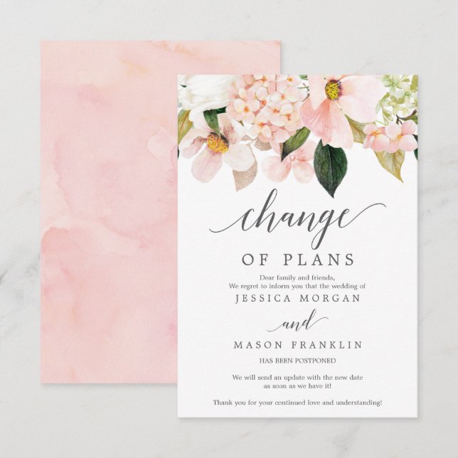 Invitación Cancelación del boda - Pospuesto - Cambio de plane (Anverso / Reverso)