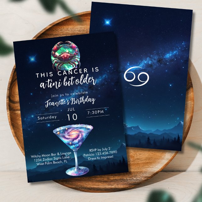 Invitación Cáncer de Tini un poco más viejo Zodiac Martini Cu (Subido por el creador)