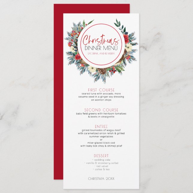 Invitación Cáncer de venado con flores de Navidad correa (Anverso / Reverso)