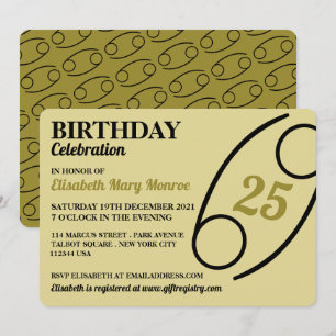 Invitación Cáncer, El Cangrejo, Signo Estrella Zodiaca, Cumpl