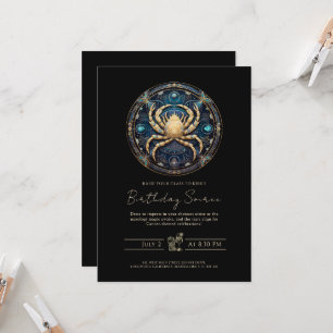 Invitación Cáncer Elegante Cósmico Signo Zodiacal Negro Oro