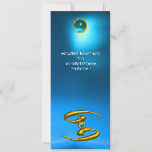 Invitación CÁNCER OPALE,zafiro azul amarillo brillante