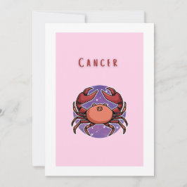 Invitación Cáncer Rosa, zodiaco, impresión de signo estelar