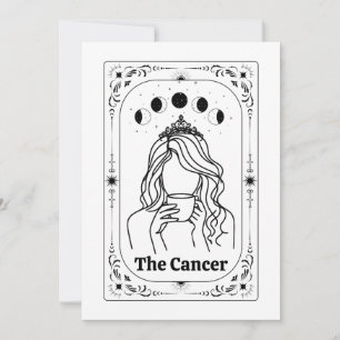 Invitación Cáncer Zodiaco Tarot Celestial Mágico Divertido Pe
