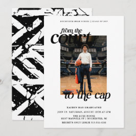 Invitación Cancha de Baloncesto Blanca Graduación al Tope