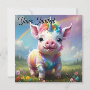 Invitación "Canchas mágicas: el cerdo unicornio arcoiris"