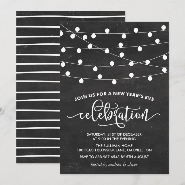 Invitación Canción blanca ilumina la víspera de Año Nuevo en  (Anverso / Reverso)