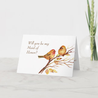 Invitación Canción de Acuarela Lindas Aves Marrones Dama de H