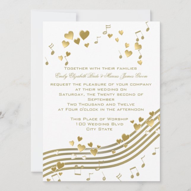Invitación Canción de amor boda (Anverso)