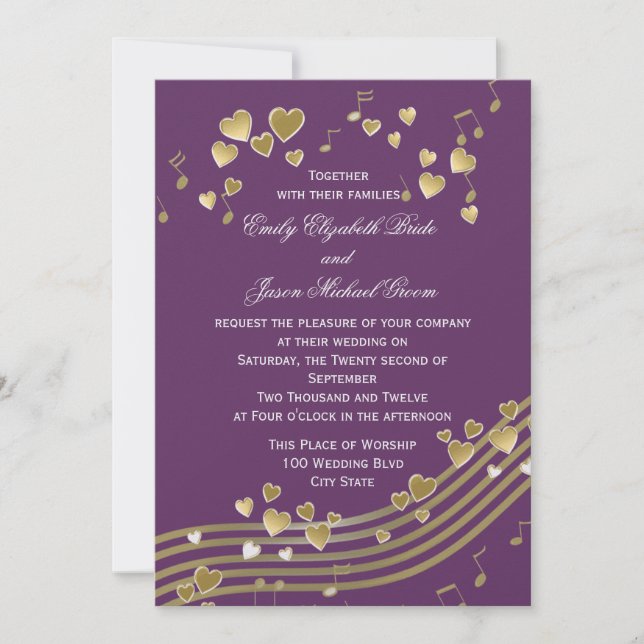 Invitación Canción de amor boda (Anverso)