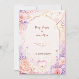 Invitación Canción de Amor de Bodas Romance Pastel Peonía
