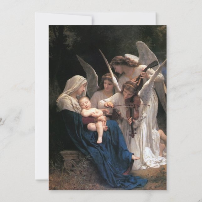 Invitación Canción de ángeles de Bouguereau, Fiesta de Navida (Anverso)
