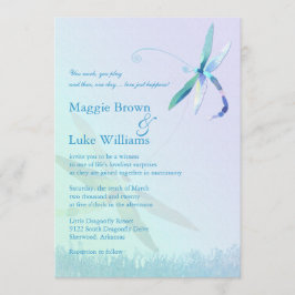 Invitación Canción de Dragonfly Whimsical Blue Boda