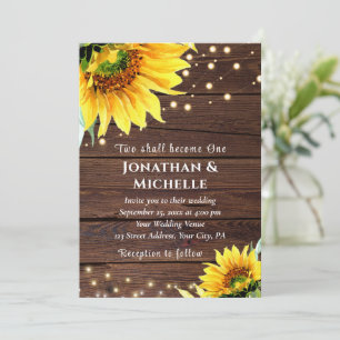 Invitación Canción de girasol ilumina Boda cristiano maderero