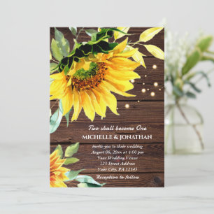Invitación Canción de girasol ilumina Boda cristiano maderero