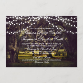 Invitación Canción de luces de boda de roble rústico invita