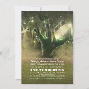 Invitación Canción de luces de boda de roble rústico invita
