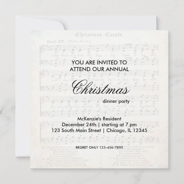 Invitación Canción de Navidad (Anverso)
