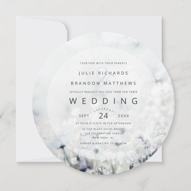 Invitación Canción de pradera que desvanece Círculo de flores (Anverso)