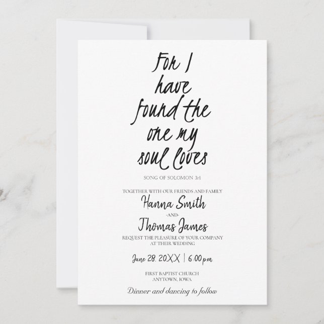 Invitación Canción de Salomón 3:4 Encontré la que ama mi alma (Anverso)