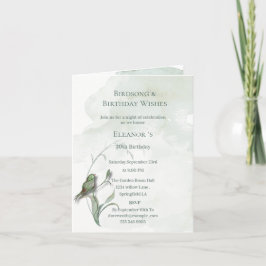 Invitación Canciones de pájaros y buenos deseos doblados 