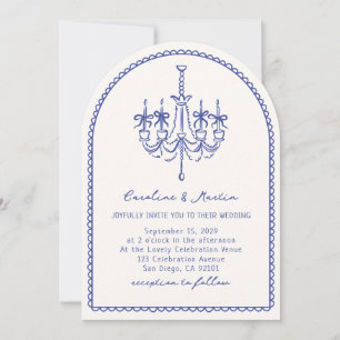 Invitación Candelabro caprichoso, de color azul