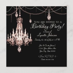 Invitación Candelabro de Cristal Francés FALSO Fiesta de Cump