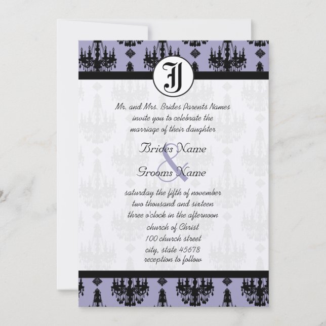 Invitación Candelabro de lavanda con boda fotográfica (Anverso)
