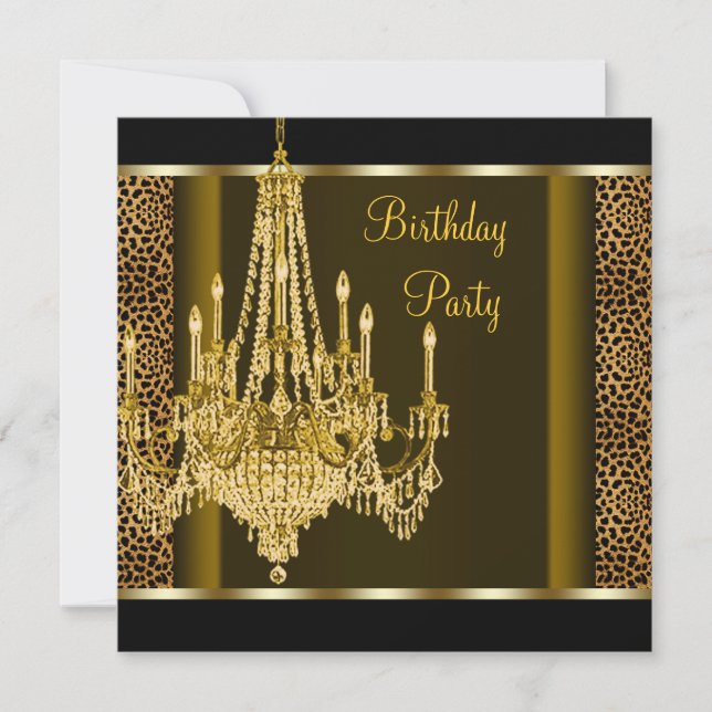 Invitación Candelabro de Oro Negro Fiesta de Cumpleaños de Le (Anverso)