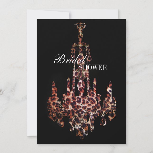 Invitación Candelabro de papel de leopardo de moda de chichar (Anverso)