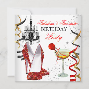 Invitación Candelabro dorado rojo champán blanco Fiesta 2