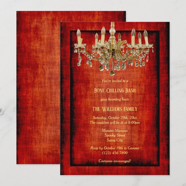 Invitación Candelabro Halloween (Anverso / Reverso)