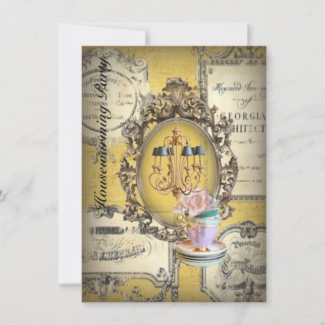 Invitación candelabro victoriano nuevo fiesta de limpieza dom (Anverso)