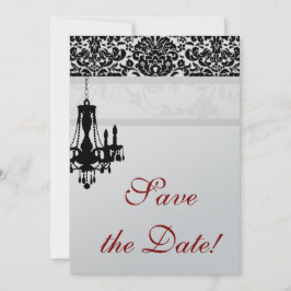 Invitación Candelier Wedding Save the Date Card BW Silver