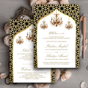 Invitación Candil Antiguo Negro Dorado Boda Musulmana