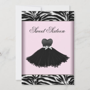 Invitación Candil de Cebra Cumpleaños Sweet Sixteen Cebra Ros