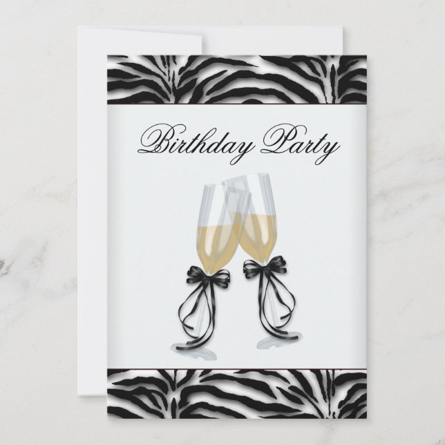 Invitación Candil de cebra Mujer Fiesta de cumpleaños de cebr (Anverso)